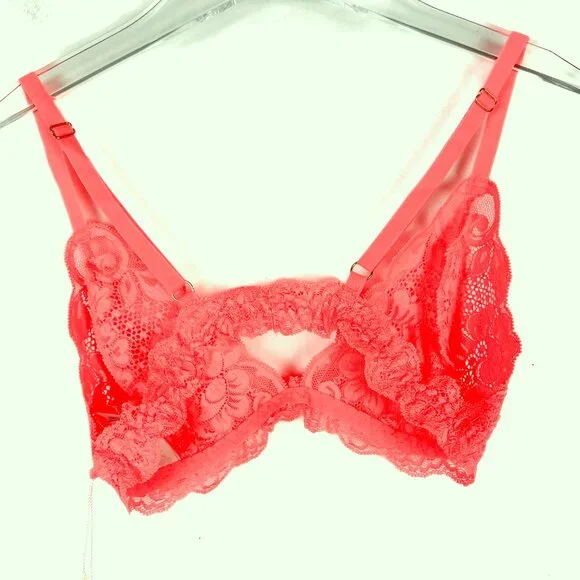 NWT We are HAH x Free People Chi Bralittle Lace Bra Fried Salmon Size Small S - Picture 7 of 9